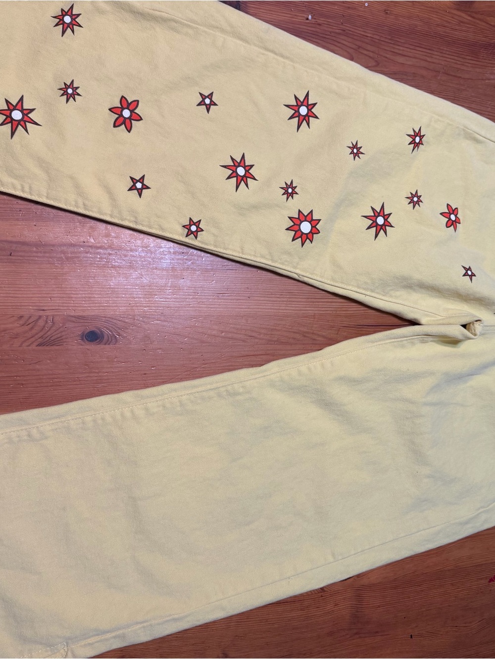 Style & Co. Yellow Jeans with Red and White Starburst Print
